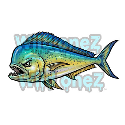 Colorful Mahi Mahi Fish 6x3 inch Sticker   High Quality -  UV DTF - Weatherproof
