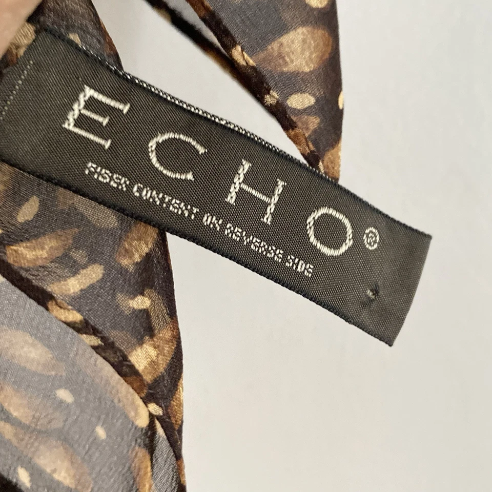 Echo Seda Cuello Bufanda Calentador Femenino Estampado Tribal Marrón Cuadrado Preppy Foto 4 de 4