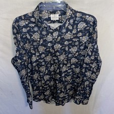 Emanuel Berg Mens Dress Shirt Size Large Blue Floral Going Out Party Fun