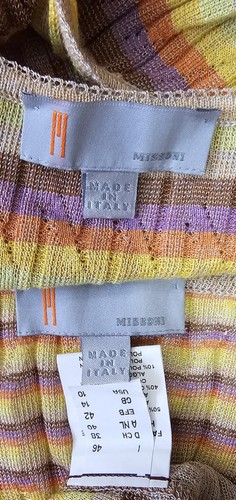 MISSONI Beige Multicolor Textured Stripe Tank & Cardigan 2 Piece Set Sz 10 - Picture 7 of 10