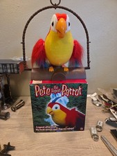 Vintage Gemmy Talking Parrot Bird w/ Stand Toy 1991 In Box Tested See Below