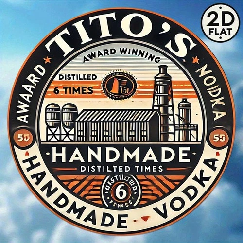 Vintage Tito'S Vodka Round Metal Tin Sign Wall Art Decor for Home 8x8