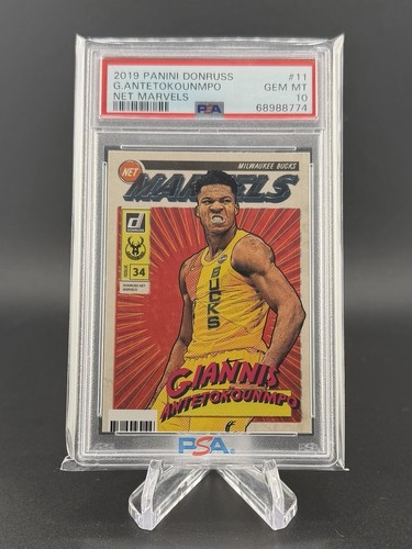 2019-20 Panini Donruss Giannis Antetokounmpo Net Marvels #11 Bucks PSA 10
