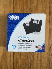 Office Depot Diskettes 10-Pack 2HD IBM 3 1/2in 1.44MB " NEW" FREE SHIP