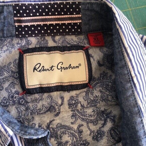 Camicia uomo ROBERT GRAHAM cotone paisley FODERATA sartoriale vestibilità XL a righe - Foto 3 di 6