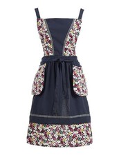 Pinknoke Kitchen Aprons for Women with Pockets Cute Vintage Chef Pinafore Navy