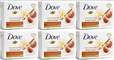 6pc Dove Beauty Bar Soap Shea Butter Warm Vanilla 4oz bars USA FAST SHIP! D57