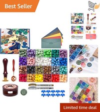 Wax Seal Stamp Kit 630pcs Wax Beads Multicolor Gift Box Warmer Pens