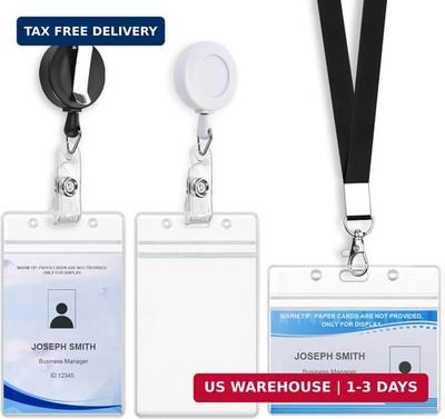 Mcyye 3 Pack Id Card Name Badge Holders Retractable Clip, Premium Badge Reel wit