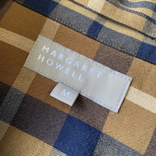 Sopracamicia Margaret Howell linea principale con patta tasca a quadri Giappone marrone medio - Foto 10 di 12
