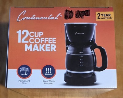 Continental Coffee Maker 12 Cup Pause N Serve Black NEW 