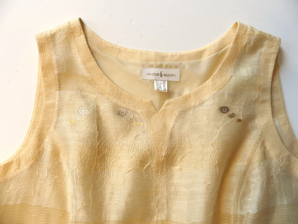 NEUF, Luxueux Haut un Jour Ailleurs, écru doré, Taille 48 - Photo 2/4