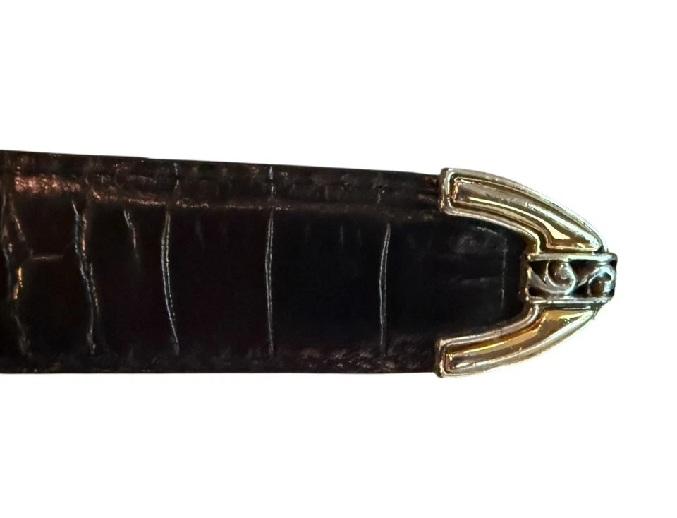 Brighton Women's Belt 35" Reversible Black & Tan/Pink Croc Silver Gold E - Image 4 of 4