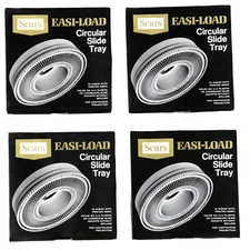 4 Sears Easi-Load Slide Trays Circular 100 2x2 slide mounts Each New Old Stock