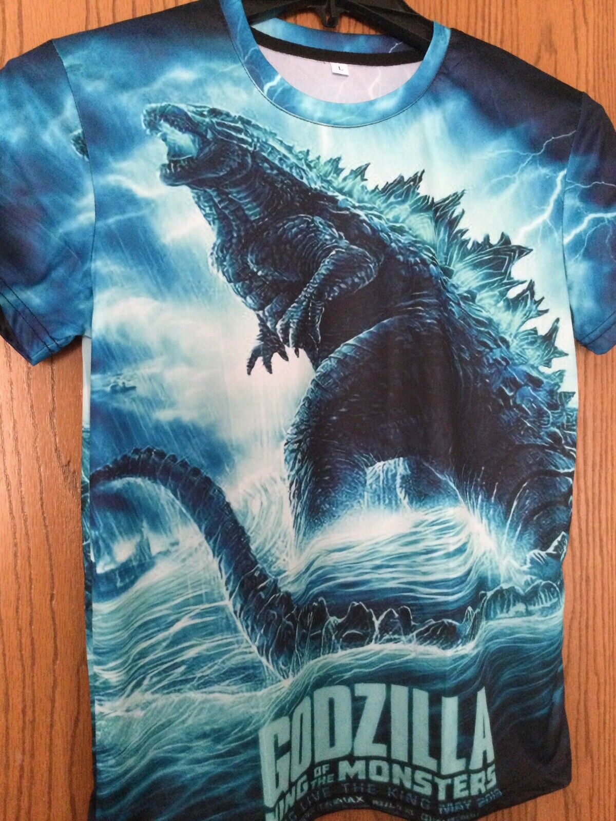 Godzilla - “King Of The Monsters” - May 2019 - Blue Shirt - L - Polyester.