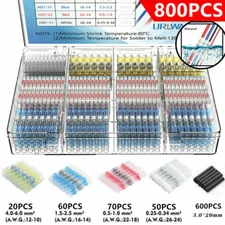 800PCS Waterproof Heat Shrink Butt Terminals Solder Seal Sleeve Wire Connectors