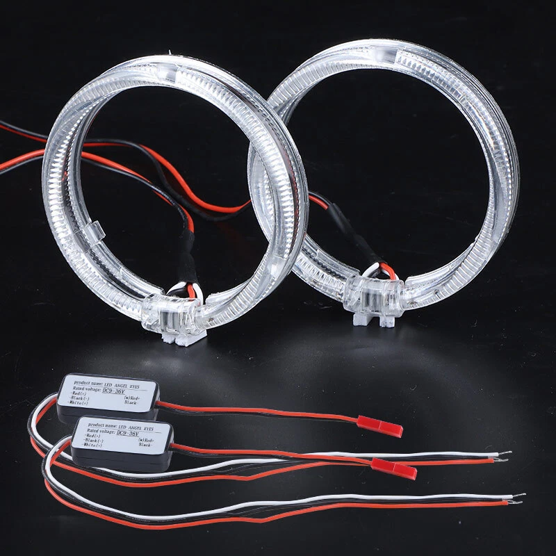LED Angel Eyes Halo Ring Light Guide 80mm DRL Headlight Red White Blue Headlamp - Image 2 of 4