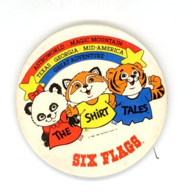 1980-81 Flags Button Six Pinback Shirt Tales Magic Mountain Texas Hallmark Cards