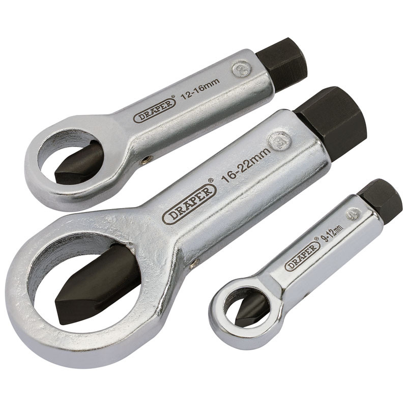 Draper 55108 3 Piece Nut Splitter Set for Removing Seized Damaged Stuck Nuts ...