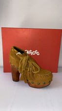 FLOGG Brown Suede Wooden Heel Sandal Women Woman Size Eu 38 FXX