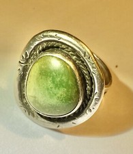 Handmade Sterling Silver Native American Ring Green Turquoise Size 5