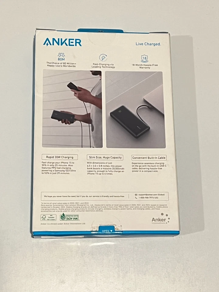 Anker Nano 20K 30W w/ Built-In USB-C Portable Charger Battery Power Bank - Image 2 of 2