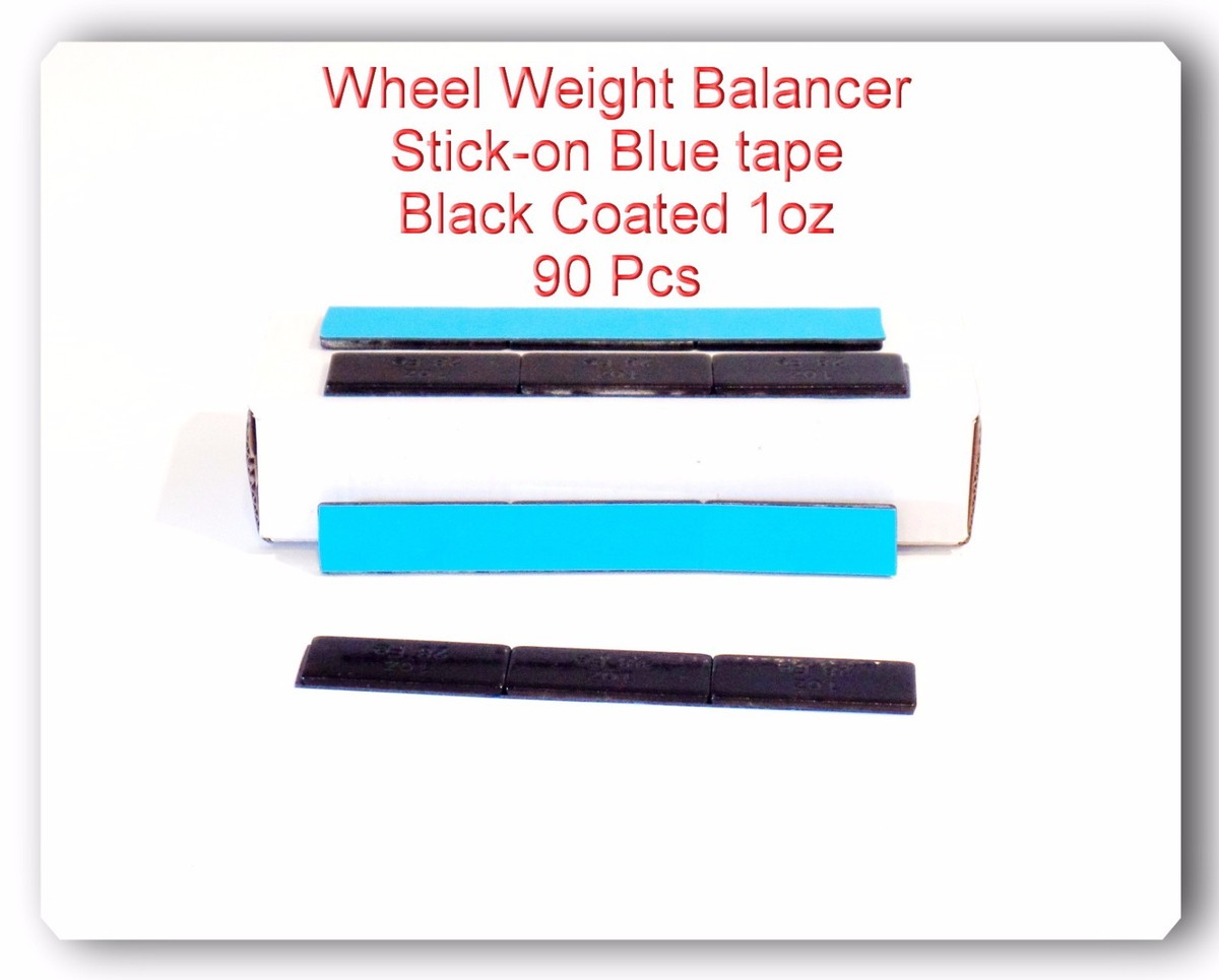 1oz Black Stick-On Wheel Weights - 90 Piece Box With 3M Tape For Tire Balancing