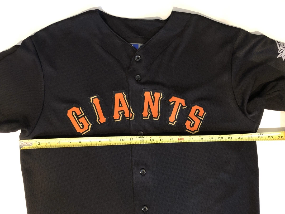 GIANTS Majestic Cool Base Button Down Little League Jersey # 9, Boys Mens  Large