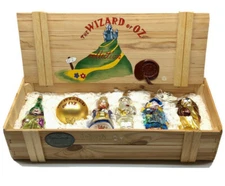 Six Wizard of Oz Kurt Adler Polonaise Ornaments in Wood Box Set - SIGNED