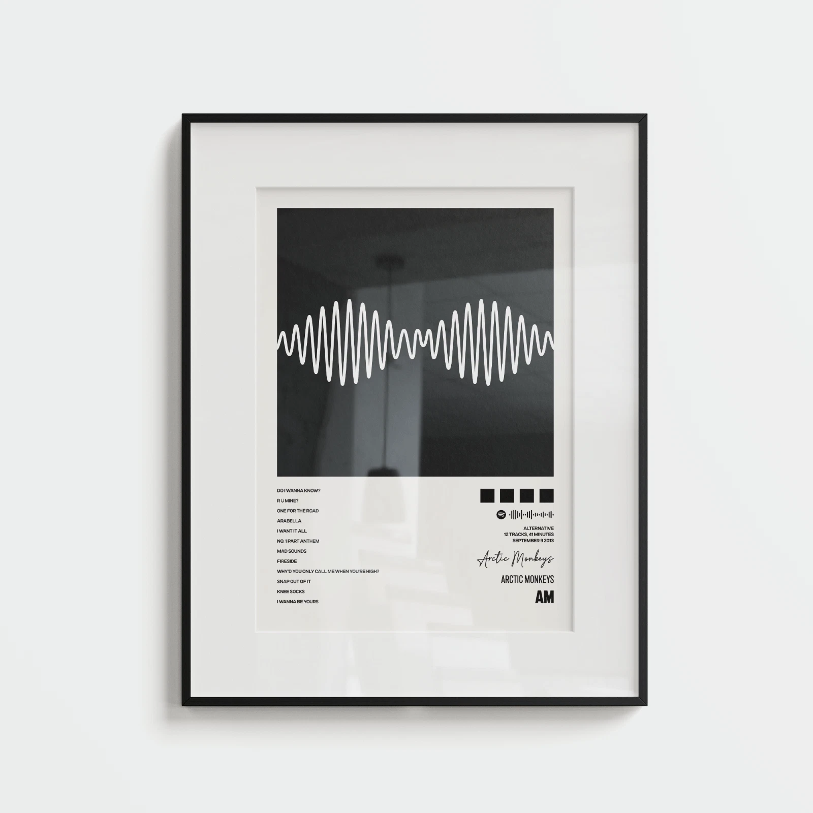 Arctic Monkeys AM Album Art Poster, Music Tracklist Vertical Print