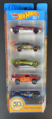 Hot Wheels 50th Anniv.Track Stars 5-PK 1:64 Diecast Cars Set w