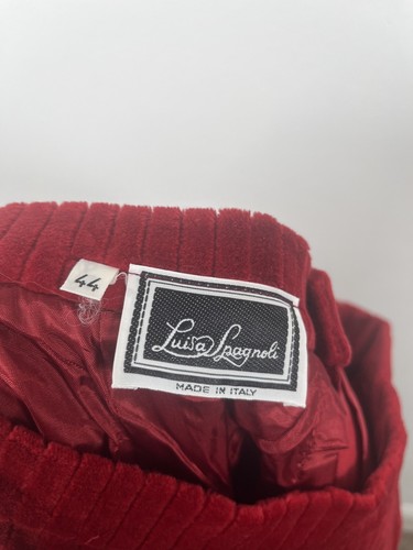 Vintage Luisa Spagnoli Size UK 12 Skirt red Cotton Velvet Jumbo Cord Lined Flaw - Picture 8 of 9