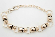 Women Fashion Gold Metal Chain Boot Strap Bracelet Shoe Halloween Skull Charms