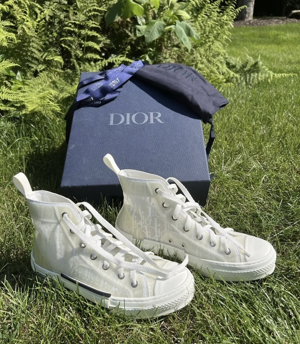Christian Dior Men's B23 High-Top Sneakers Oblique White