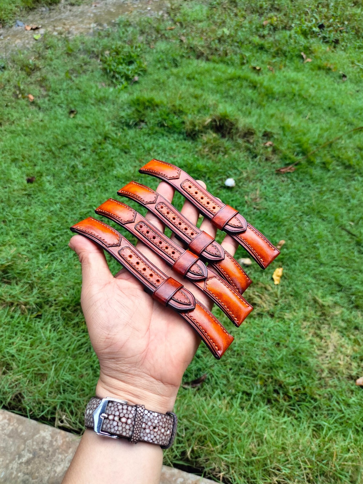 Wholesale Awesome Pig Skin Leather 24 mm Watch Band KC1752_K0032485 main image 1