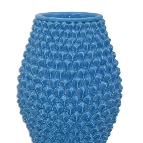 Zapfen Sizilien Vase Fass Blumen Keramisch Kunsthandwerk Ornament Türkis - Bild 2 von 4