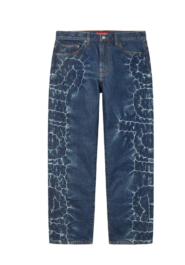 Jean Supreme Shibori coupe ample rigide bleu indigo denim taille 32