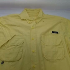 BLACKTIP Men's Button Down Shirt Short Sleeve Wing Collar Solid Yellow Size XXL