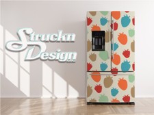 Modern Strawberry Pattern Abstract Fridge Freezer Wrap Side Door Vinyl Decal
