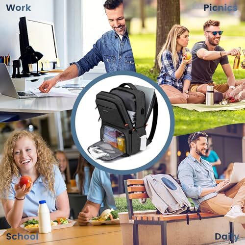 Lunch Backpack, Insulated Cooler Backpack Lunch Box for Men Women, 15.6 Inche...