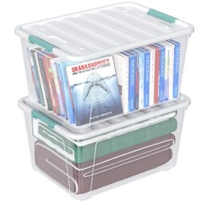 Kekow 85 Qt Large Plastic Bins w/ Lid Wheel Clear Latching Storage Box 2-Pack