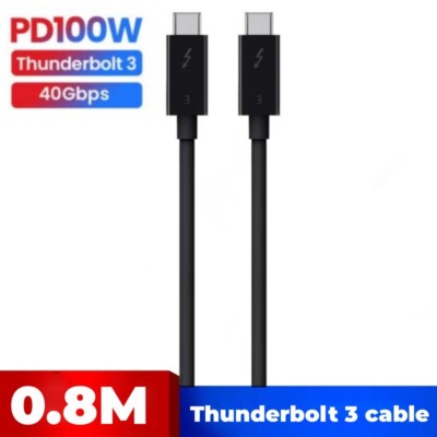 Thunderbolt 3 Cable 0.8M 40Gbps 100W Charging 5K 4K Display USB