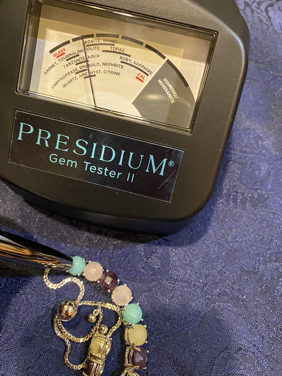 Multi Gemstone Slider Adjustable Silver Tone Brac… - image 12