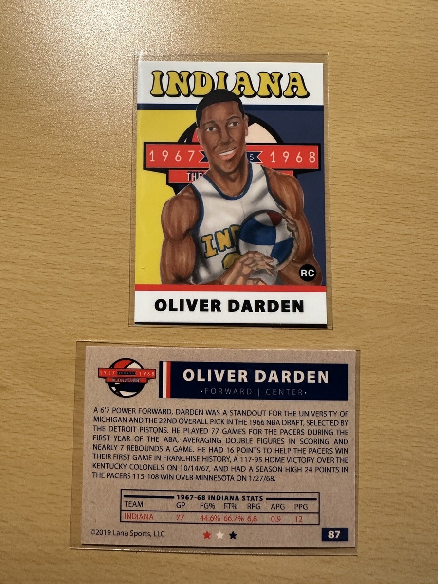 2019 1967-68 Lana Sports ABA #87 OLIVER DARDEN Rookie RC Indiana