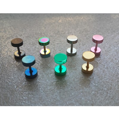 PIERCING FINTO UOMO ORECCHINO ACCIAIO DILATATORE NERO DISCO MM