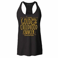 I Wear Gold For Childhood Cancer Awareness Racerback Tank Top Gold Ribbon Tee