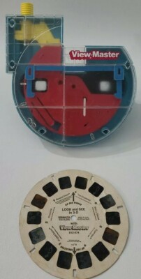 View-master 3-D Blue Viewer & 1View Card Tyco Toy made in USA Vintage