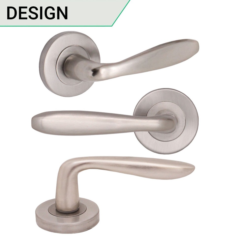 Satin Internal Bathroom Door Handle Set, Round Modern Bathroom Lock Set ...