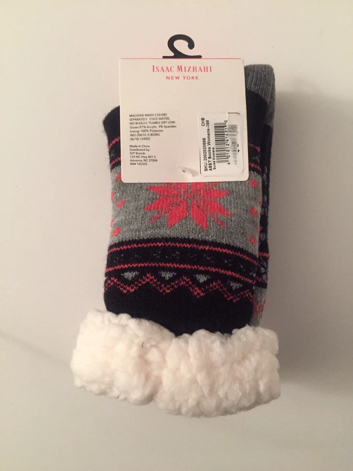 Новый с Ярлыками 2 x Isaac Mizrahi шерпа двойной слой уютные носки противоскользящие ручки снежинка - Изображение 4 из 4