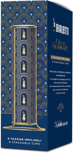 Bialetti Juego de 6 tazas apilables Art Deco 'Glamour con estructura de metal - Imagen 2 de 2